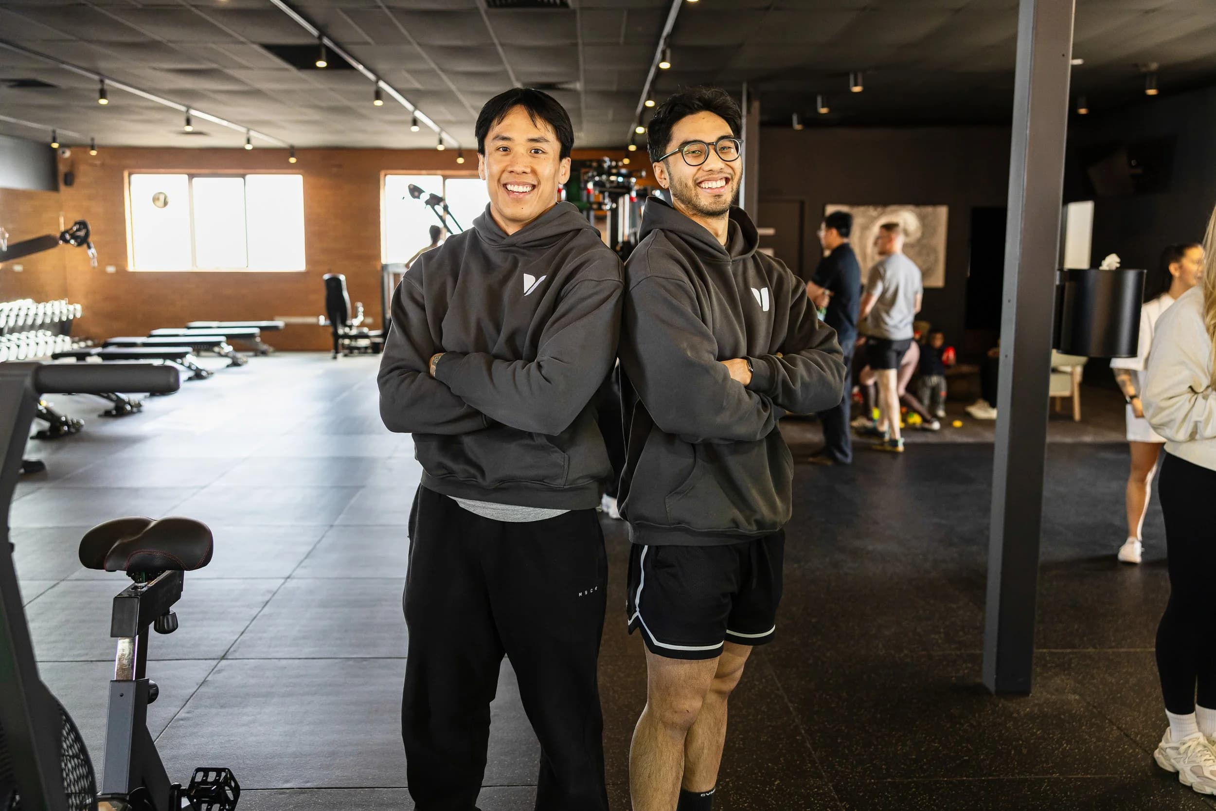Matt and Khoi back to back on the gym floor
